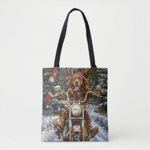 Nova Scotia Dog Riding Motorcycle Christmas Tote Bag