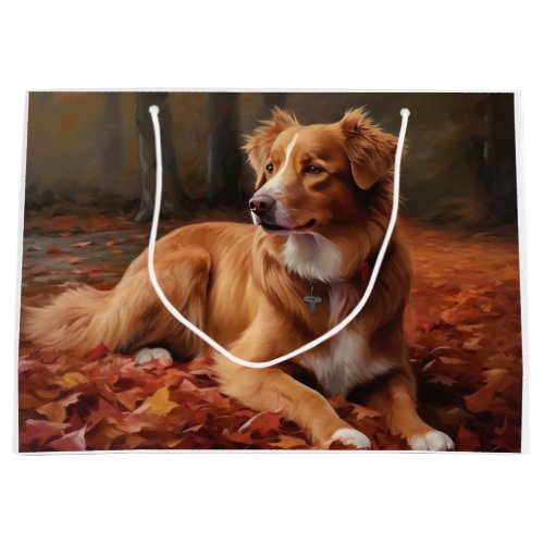 Nova Scotia Duck Terrier In Autumn Leaves Fall  Large Gift Bag