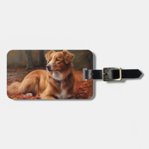 Nova Scotia Duck Terrier In Autumn Leaves Fall Luggage Tag