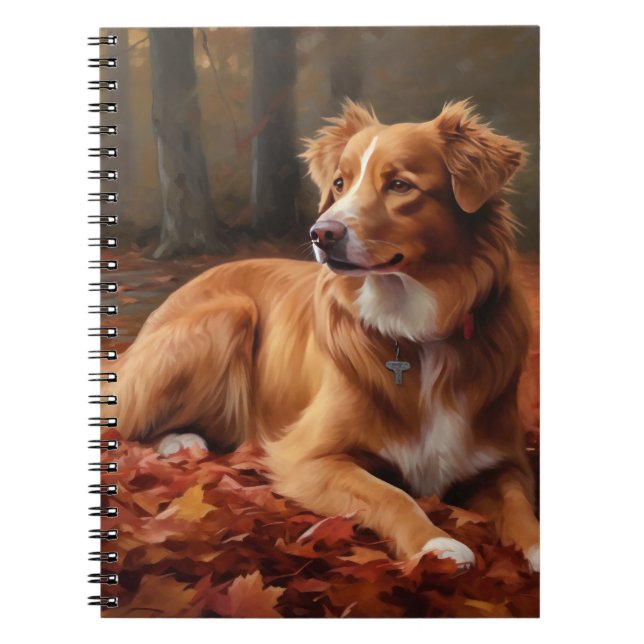 Nova Scotia Duck Terrier In Autumn Leaves Fall  Notebook (Front)
