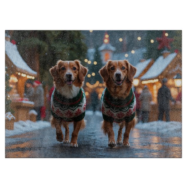 Nova Scotia Duck Toller Christmas Snow Holiday Cutting Board (Front)