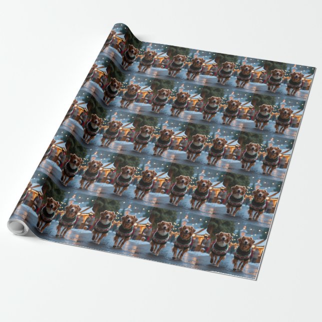 Nova Scotia Duck Toller Christmas Snow Holiday Wrapping Paper (Unrolled)