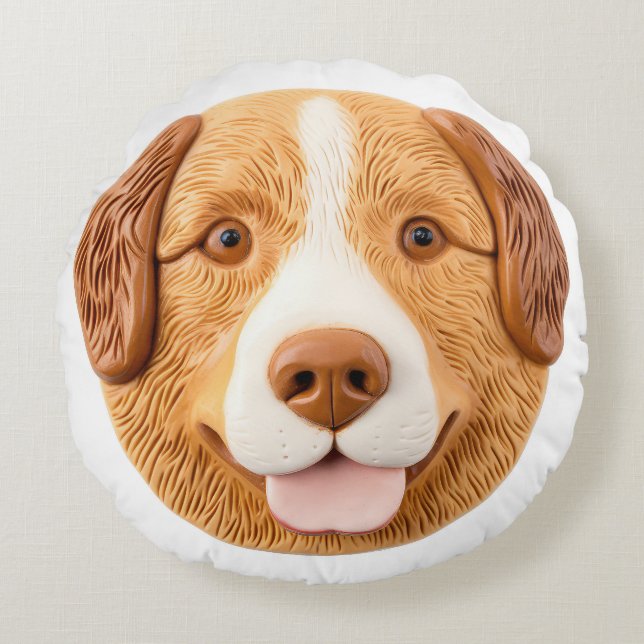 Nova Scotia Duck Toller Dog 3D Inspired Round Pillow (Front)