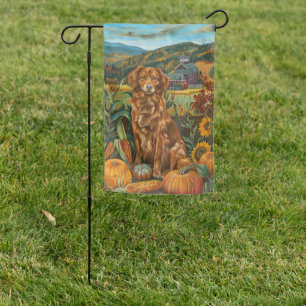 Nova Scotia Duck Toller Dog Autumn Thanksgiving Garden Flag