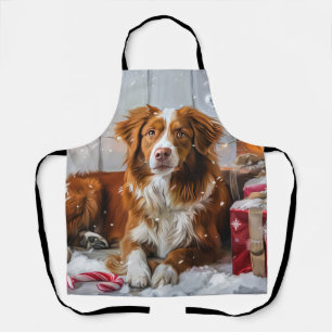 Nova Scotia Duck Toller Dog Christmas Festive Apron