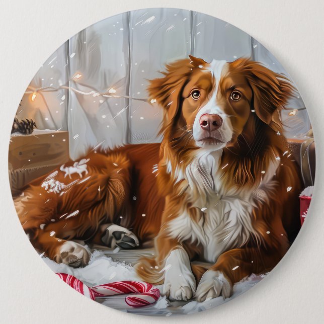 Nova Scotia Duck Toller Dog Christmas Festive Button (Front)