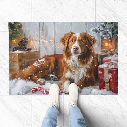 Nova Scotia Duck Toller Dog Christmas Festive Doormat