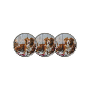 Nova Scotia Duck Toller Dog Christmas Festive Golf Ball Marker