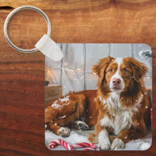 Nova Scotia Duck Toller Dog Christmas Festive Keychain