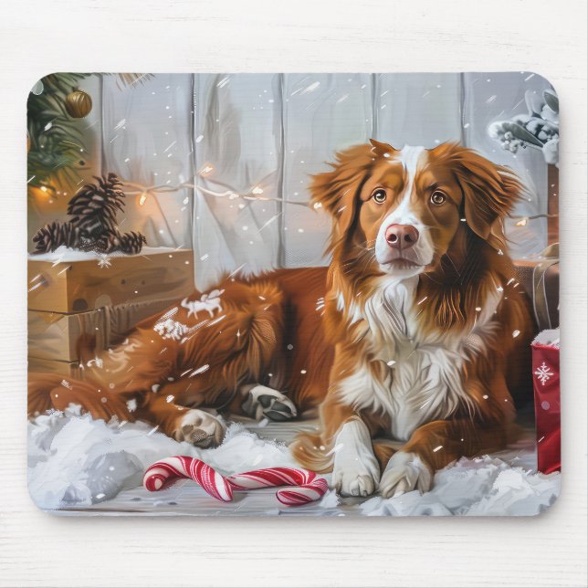 Nova Scotia Duck Toller Dog Christmas Festive Mouse Pad (Front)