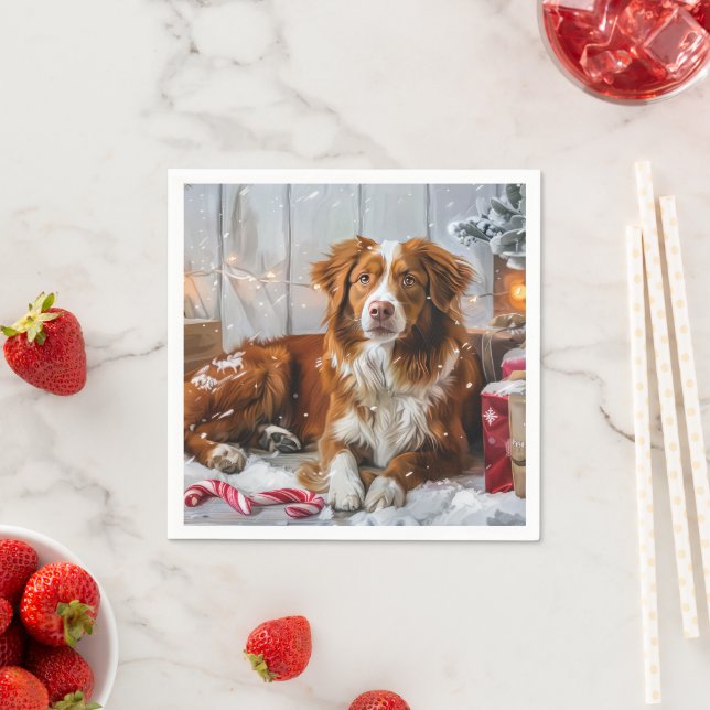 Nova Scotia Duck Toller Dog Christmas Festive Napkins (Insitu)
