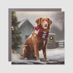 Nova Scotia Duck Toller Dog in Snow Christmas Car Magnet