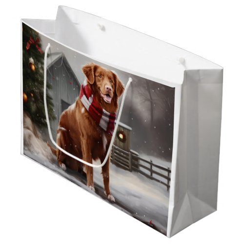 Nova Scotia Duck Toller Dog in Snow Christmas Large Gift Bag
