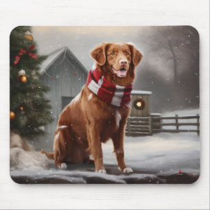 Nova Scotia Duck Toller Dog in Snow Christmas Mouse Pad
