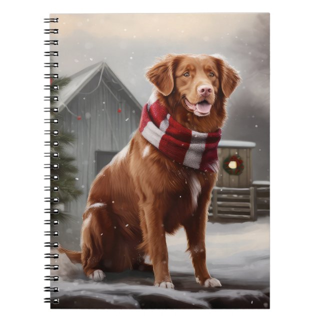 Nova Scotia Duck Toller Dog in Snow Christmas Notebook (Front)