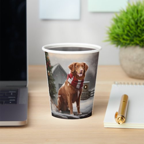 Nova Scotia Duck Toller Dog in Snow Christmas Paper Cups