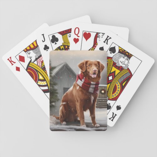 Nova Scotia Duck Toller Dog in Snow Christmas Poker Cards