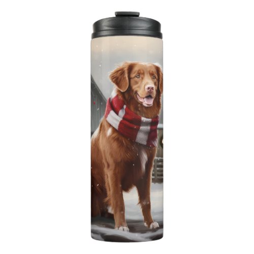 Nova Scotia Duck Toller Dog in Snow Christmas Thermal Tumbler