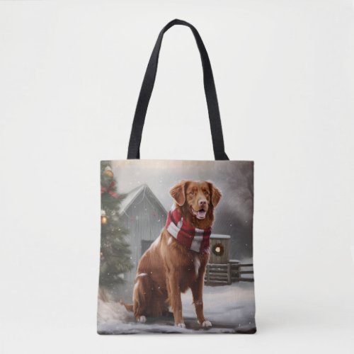 Nova Scotia Duck Toller Dog in Snow Christmas Tote Bag