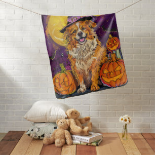 Nova Scotia Duck Toller Halloween Witch Pumpkin Baby Blanket