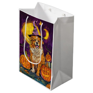 Nova Scotia Duck Toller Halloween Witch Pumpkin Medium Gift Bag