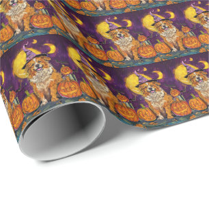 Nova Scotia Duck Toller Halloween Witch Pumpkin Wrapping Paper