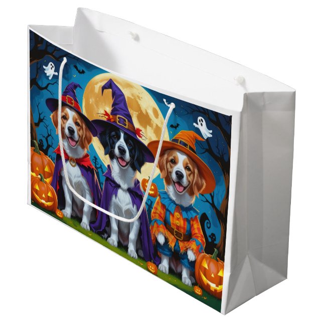 Nova Scotia Duck Toller Pumpkin Halloween Funny Large Gift Bag (Front Angled)