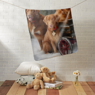 Nova Scotia Duck Toller Retriever Snowy Sleigh Baby Blanket