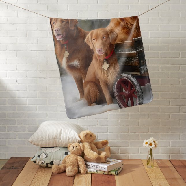 Nova Scotia Duck Toller Retriever Snowy Sleigh Baby Blanket (In Situ)