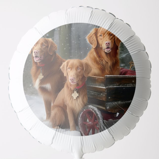 Nova Scotia Duck Toller Retriever Snowy Sleigh Balloon (Front)