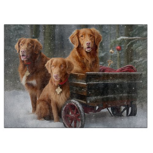 Nova Scotia Duck Toller Retriever Snowy Sleigh Cutting Board