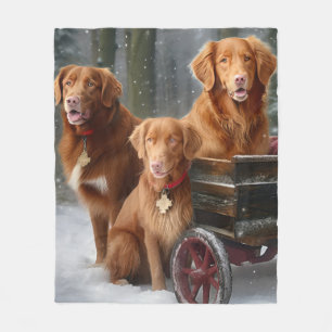 Nova Scotia Duck Toller Retriever Snowy Sleigh Fleece Blanket