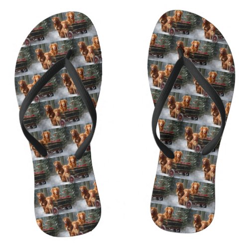 Nova Scotia Duck Toller Retriever Snowy Sleigh Flip Flops