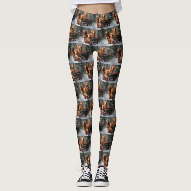 Nova Scotia Duck Toller Retriever Snowy Sleigh Leggings (Front)