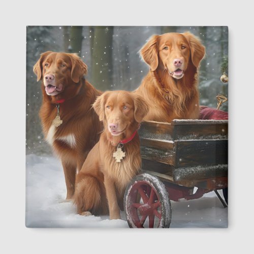 Nova Scotia Duck Toller Retriever Snowy Sleigh Magnet