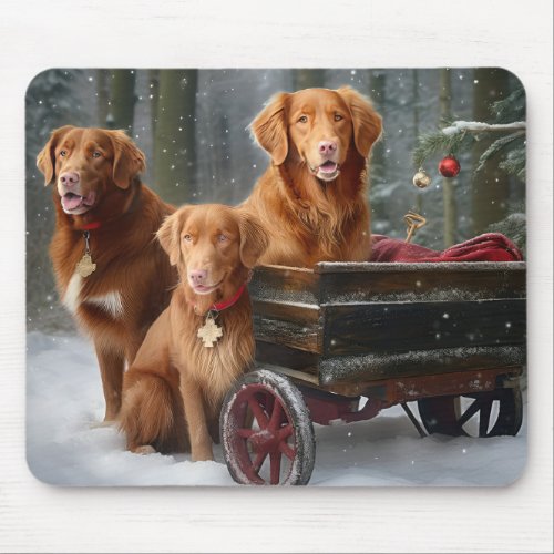 Nova Scotia Duck Toller Retriever Snowy Sleigh Mouse Pad