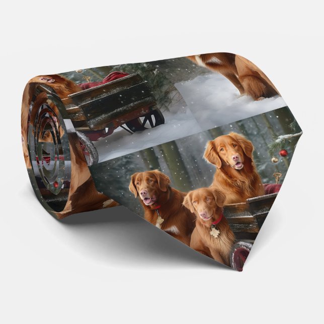 Nova Scotia Duck Toller Retriever Snowy Sleigh Neck Tie (Rolled)