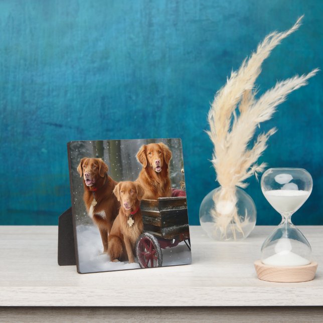 Nova Scotia Duck Toller Retriever Snowy Sleigh Plaque (Insitu)