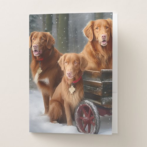 Nova Scotia Duck Toller Retriever Snowy Sleigh Pocket Folder