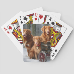 Nova Scotia Duck Toller Retriever Snowy Sleigh Poker Cards