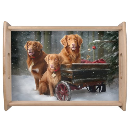 Nova Scotia Duck Toller Retriever Snowy Sleigh Serving Tray