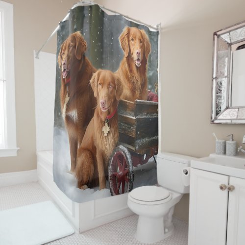 Nova Scotia Duck Toller Retriever Snowy Sleigh Shower Curtain