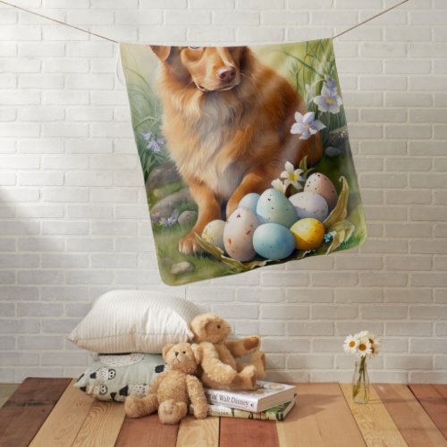 Nova Scotia Duck Toller with Easter Eggs Holiday Baby Blanket