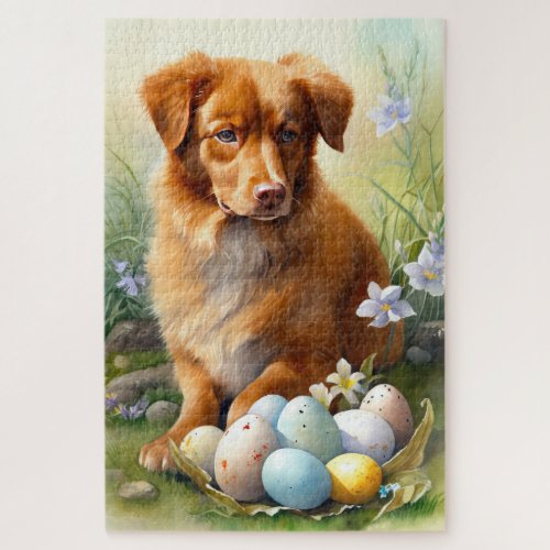 Nova Scotia Duck Toller with Easter Eggs Holiday Jigsaw Puzzle