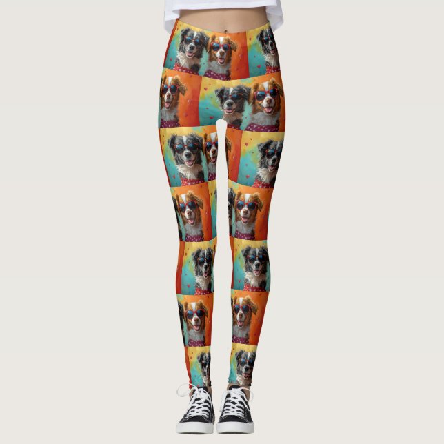 Nova Scotia Duck Toller with Roses Valentine's Day Leggings (Front)