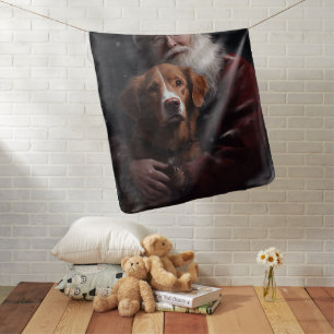 Nova Scotia Duck Toller With Santa Claus Festive Baby Blanket