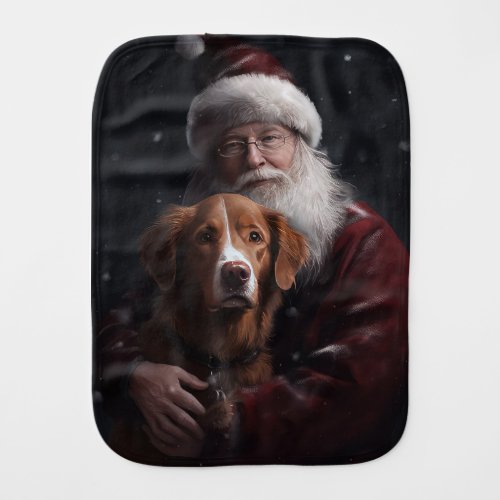 Nova Scotia Duck Toller With Santa Claus Festive Baby Burp Cloth