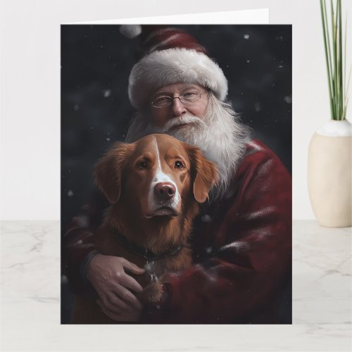 Nova Scotia Duck Toller With Santa Claus Festive Card