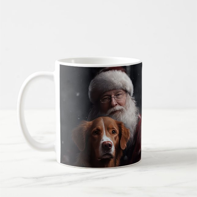 Nova Scotia Duck Toller With Santa Claus Festive Coffee Mug (Left)