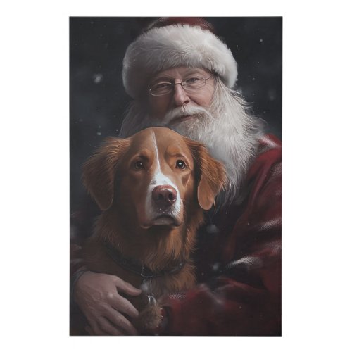 Nova Scotia Duck Toller With Santa Claus Festive Faux Canvas Print